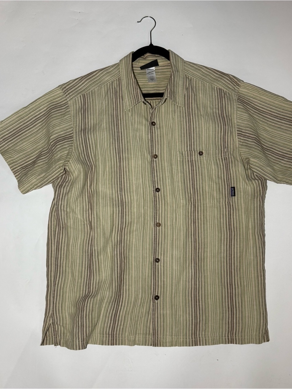 Patagonia Men's Large Vintage Hemphasis 100% Hemp Button-Up Short sleeve #53135